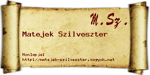 Matejek Szilveszter névjegykártya